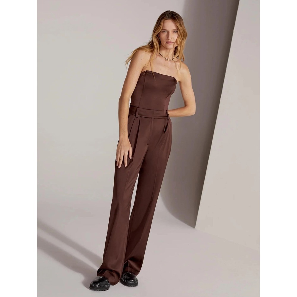 NWT Favorite Daughter The Satin Favorite Pant In Coffee Plus Size 18 Office Glam